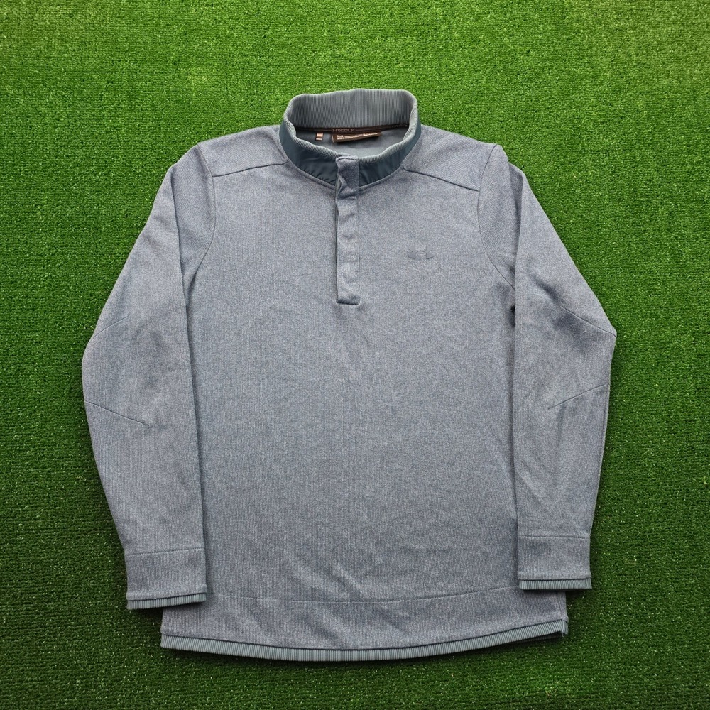 Under Armour Coldgear Golf Sweatshirt Mens Medium Blue Teal Quarter Snap Casual